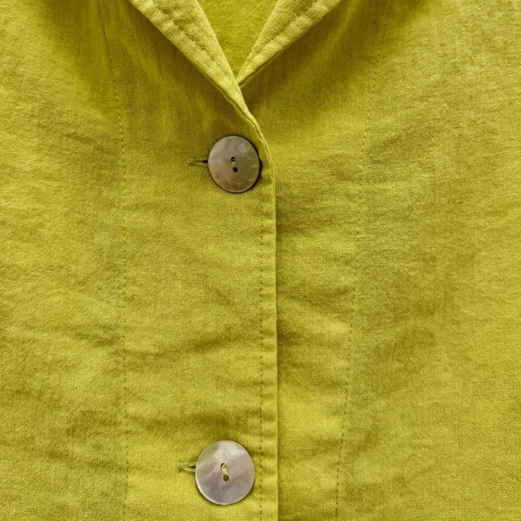 Fridaze 100% Linen Chartreuse Sailor Button-Up Jacket Size Small - Picture 4 of 7
